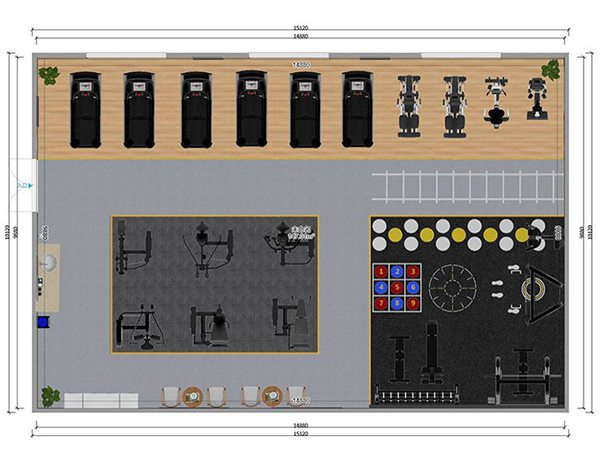 120平方健身房配置方案-广西米兰tiyu健身器材有限公司